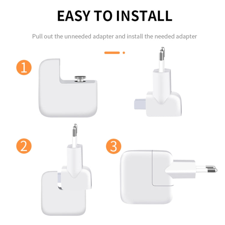 2 PCS XJ01 Power Adapter for iPad 10W 12W Charger & MacBook Series Charger, EU Plug