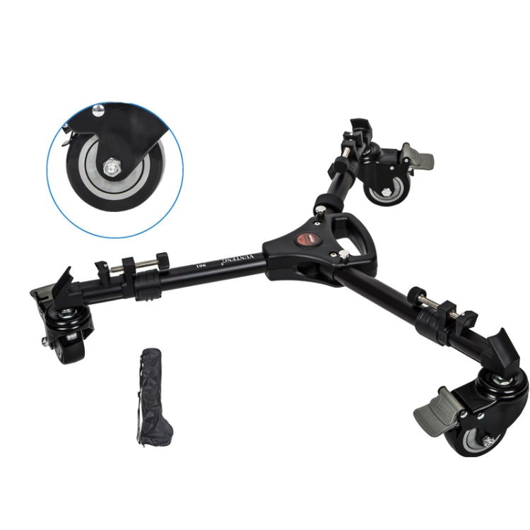 YUNTENG 901 Aluminium Alloy Camera Tripod Foot Wheel Tripod Pulley Base, Load 30KG