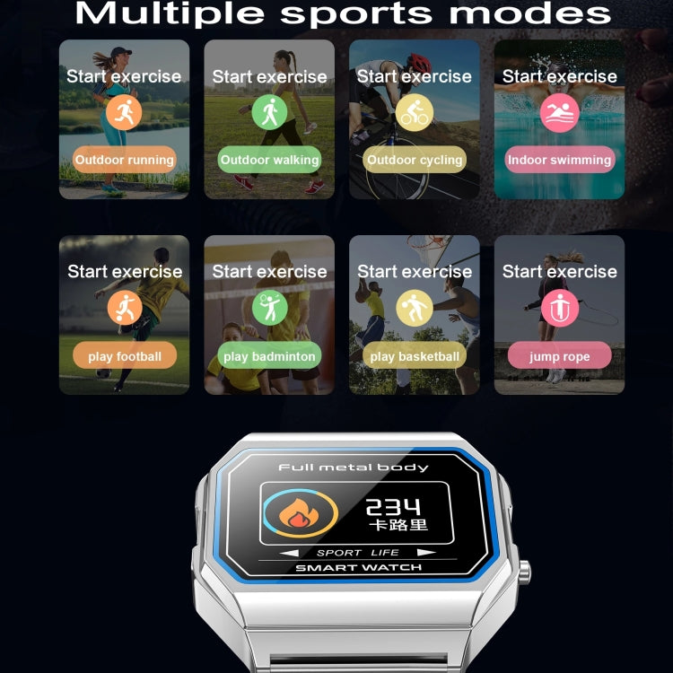 KW18 IP67 0.96 inch Steel Watchband Color Screen Smart Watch