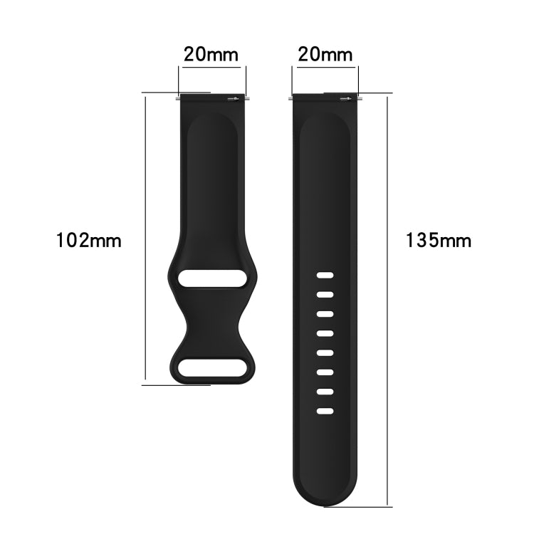 20mm Solid Color Silicone Watch Band