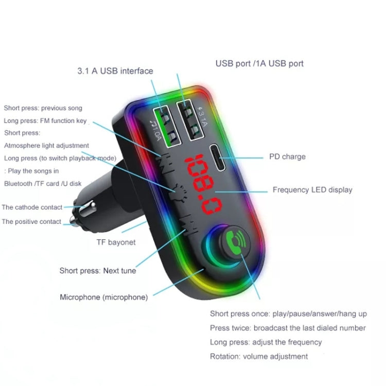 F12 Universal Dual USB Car Charger With Fm Transmitter Blue Tooth Car MP3 Player