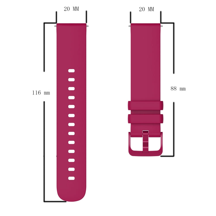 20mm Solid Color Soft Silicone Watch Band