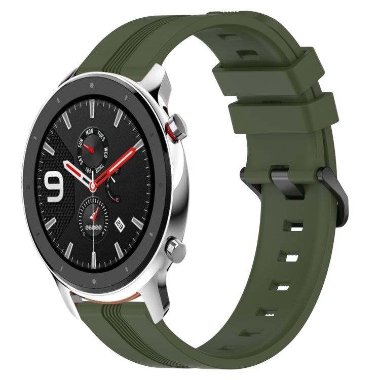 22mm Concave Striped Slicone Watch Band