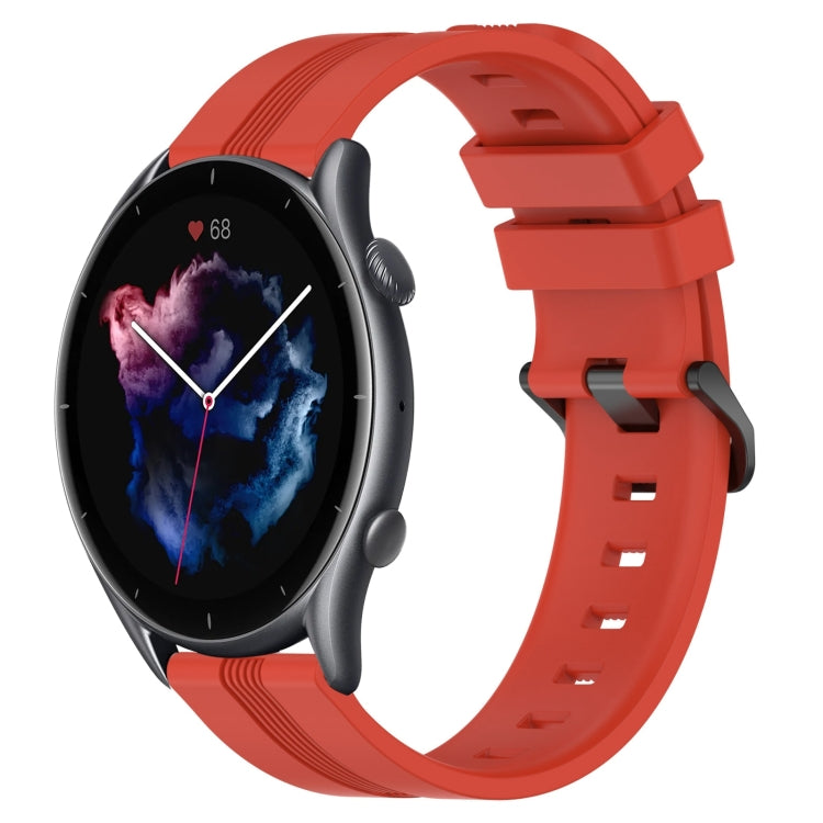 22mm Concave Striped Slicone Watch Band