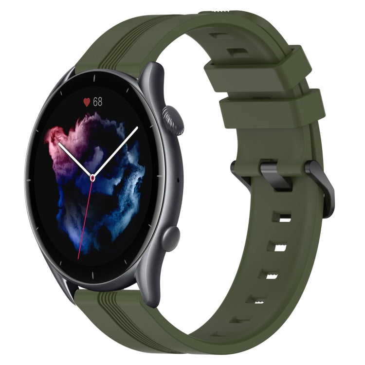 22mm Concave Striped Slicone Watch Band