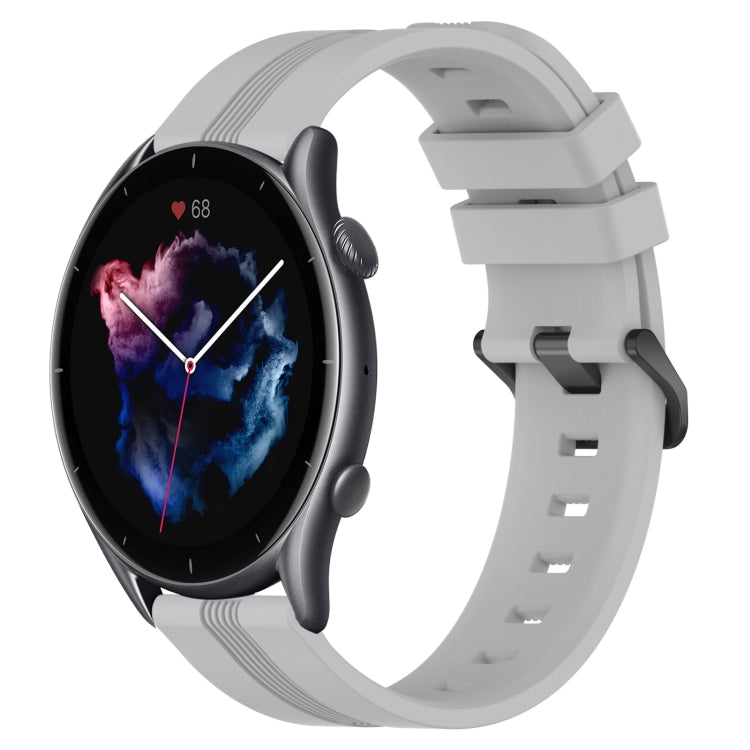 22mm Concave Striped Slicone Watch Band