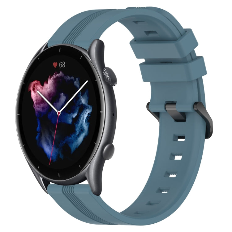 22mm Concave Striped Slicone Watch Band