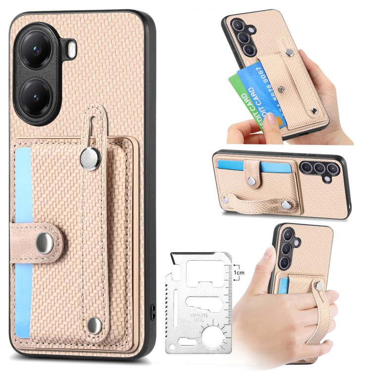 Wristband Kickstand Card Wallet Back Phone Case with Tool Knife