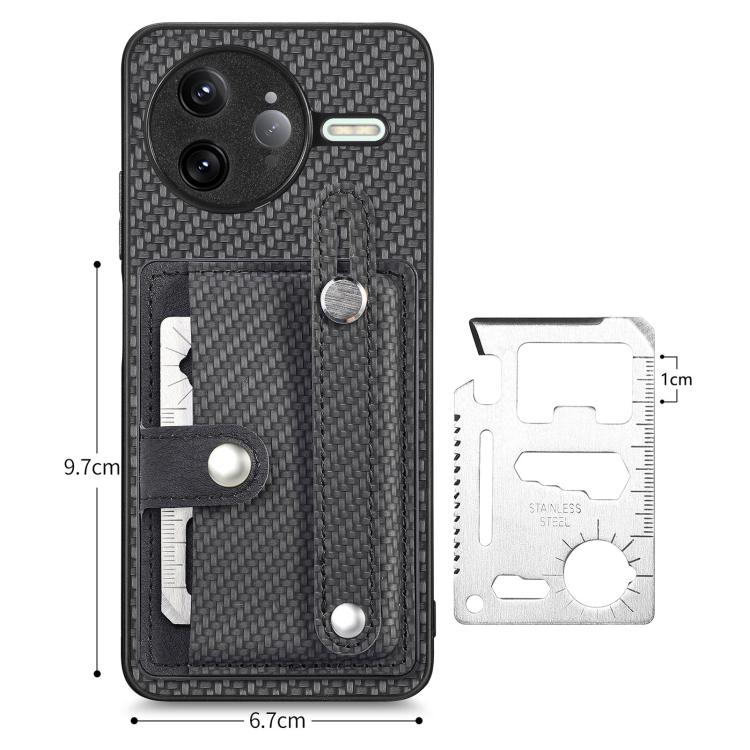 Wristband Kickstand Card Wallet Back Phone Case with Tool Knife