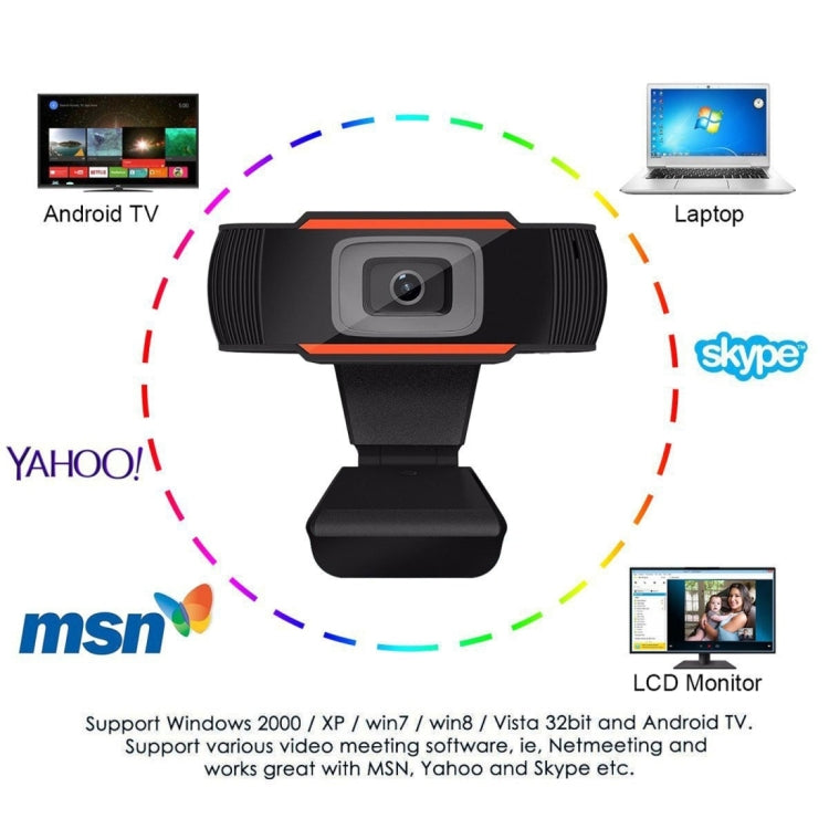 HXSJ A870 Webcam HD 480P PC Camera with Absorption Microphone MIC for Skype for Android TV Rotatable Computer Camera USB Web Cam