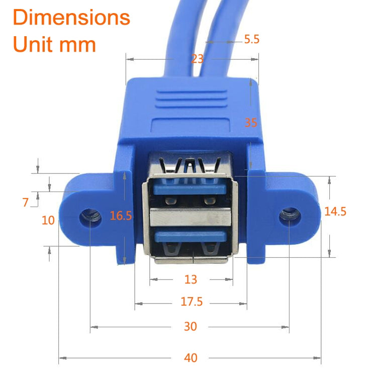 Motherboard 20pin Turn Double USB3.0 Extension Cable with Ear Baffle Cable