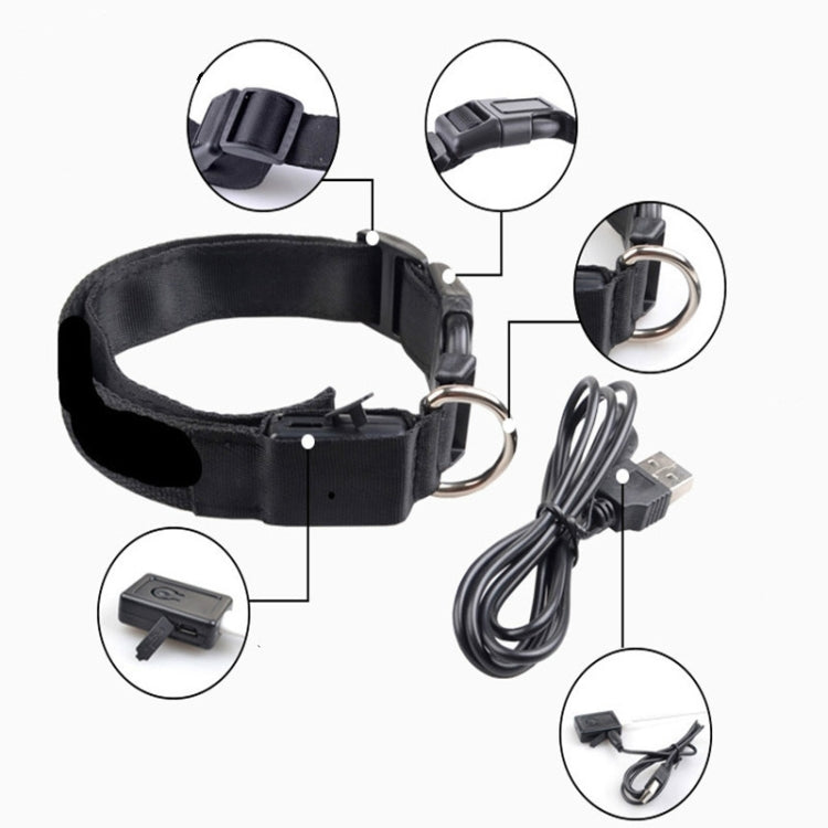 Plaid Pattern Rechargeable LED Glow Light Leads Pet Dog Collar for Small Medium Dogs