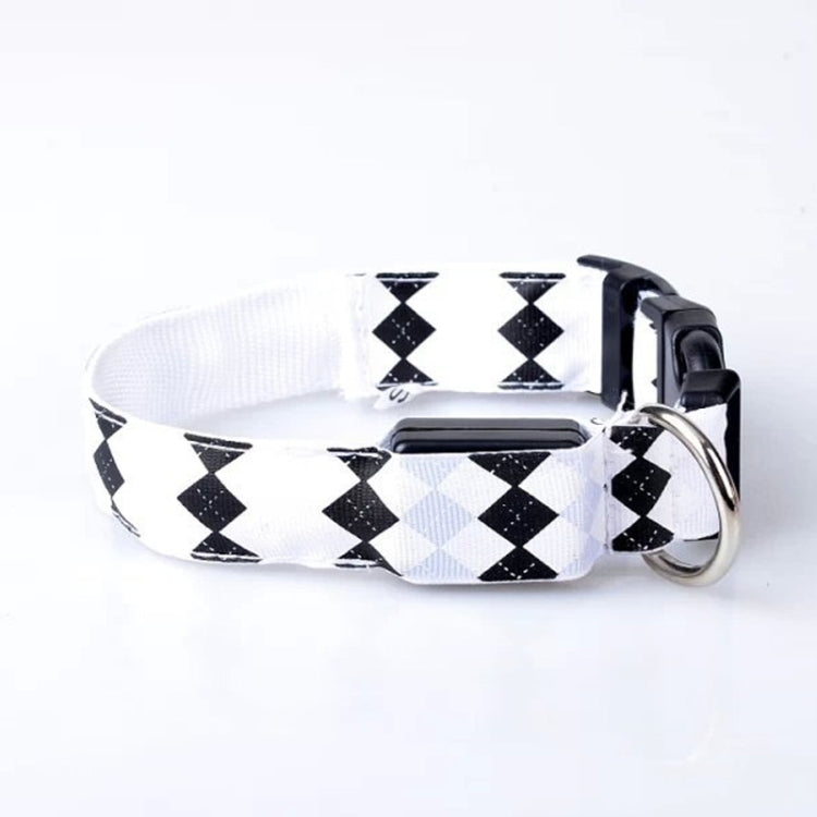 Plaid Pattern Rechargeable LED Glow Light Leads Pet Dog Collar for Small Medium Dogs