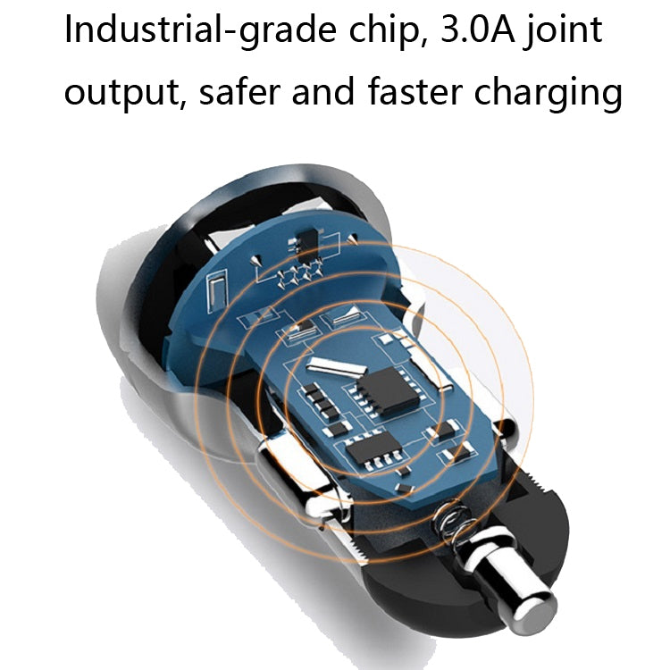 2 PCS Aluminum Ring 5V3.1A Display Car Charger QC3.0+3.1A Aluminum Alloy Multi-function Halo Digital Display Car Charger