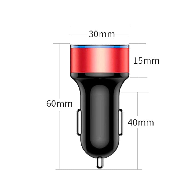 2 PCS Aluminum Ring 5V3.1A Display Car Charger QC3.0+3.1A Aluminum Alloy Multi-function Halo Digital Display Car Charger