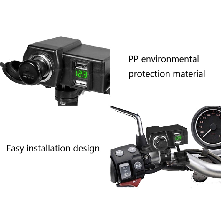 Motorcycle Car Dual USB Mobile Phone Charger With Cigarette Lighter Interface Multi-function Digital Display Car Charger