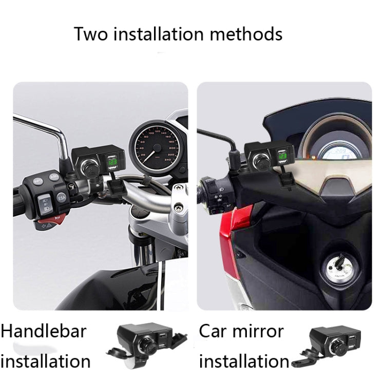 Motorcycle Car Dual USB Mobile Phone Charger With Cigarette Lighter Interface Multi-function Digital Display Car Charger