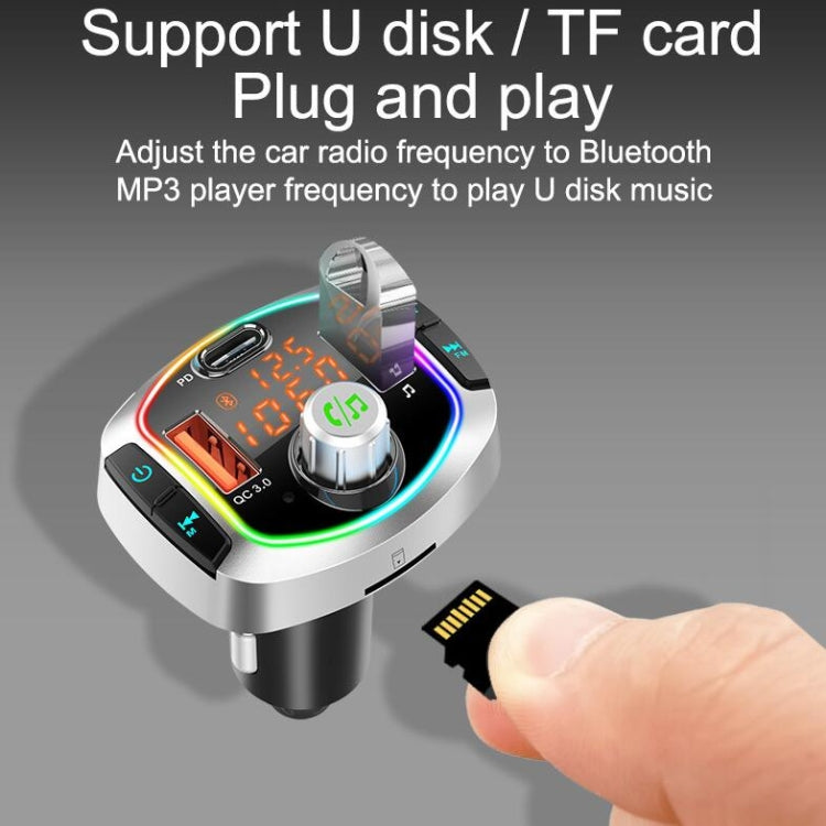 BC63 Colorful Car Card MP3 Player Multifunctional Bluetooth Receiver U Disk Charger Car Cigarette Lighter