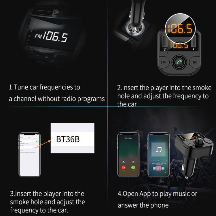 BT36B Car Bluetooth MP3 Music Player Car FM Transmitter Phone Hands-Free
