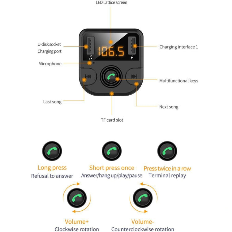 BT36B Car Bluetooth MP3 Music Player Car FM Transmitter Phone Hands-Free