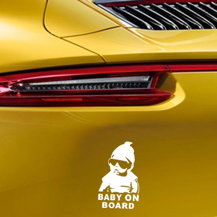 20pcs 14*9CM BABY ON BOARD Cool Rear Reflective Sunglasses Child Car Stickers Warning Decals