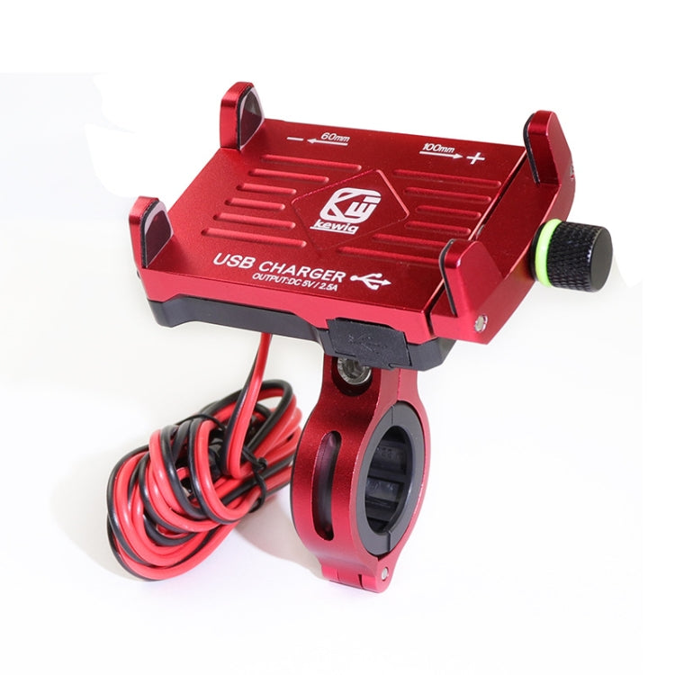Kewig M6 Aluminum Alloy Motorcycle Mobile Phone Bracket Rechargeable With Switch Waterproof Stable Navigation Bracket