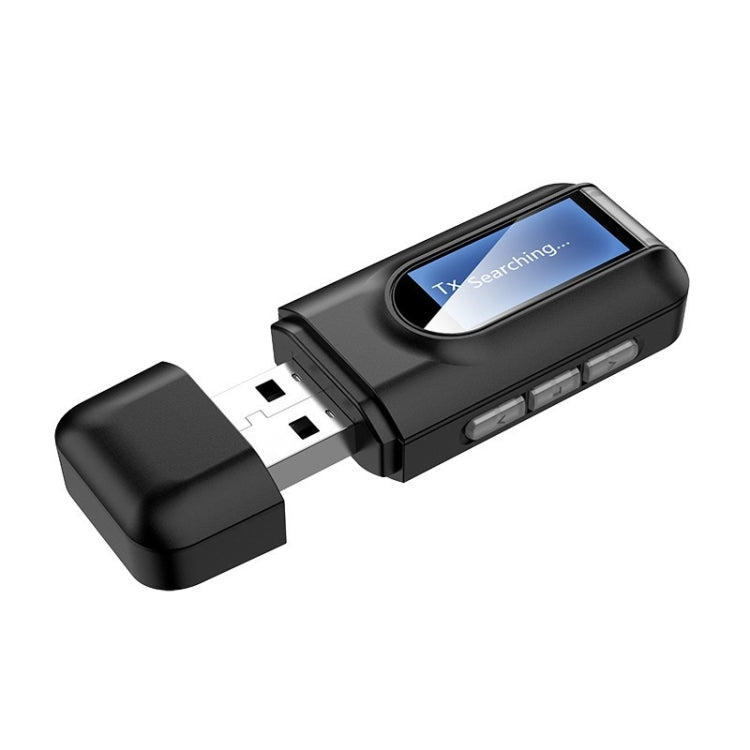 T11 2 In 1 USB Bluetooth 5.0 Transmitter And Receiver Audio Adapter With LCD Screen(Black)