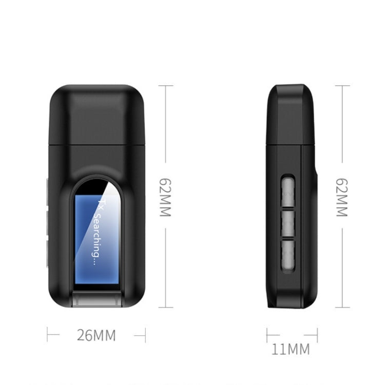 T11 2 In 1 USB Bluetooth 5.0 Transmitter And Receiver Audio Adapter With LCD Screen(Black)