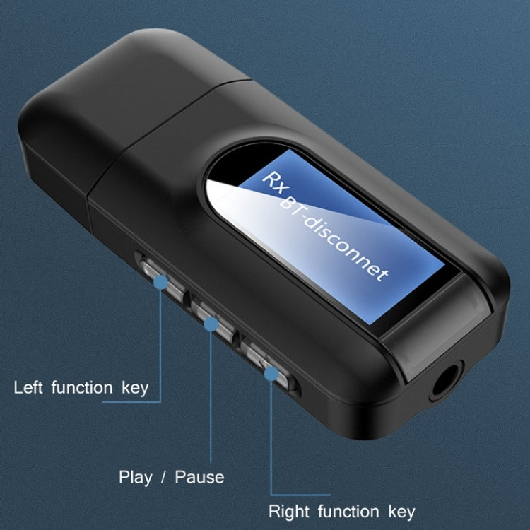 T11 2 In 1 USB Bluetooth 5.0 Transmitter And Receiver Audio Adapter With LCD Screen(Black)