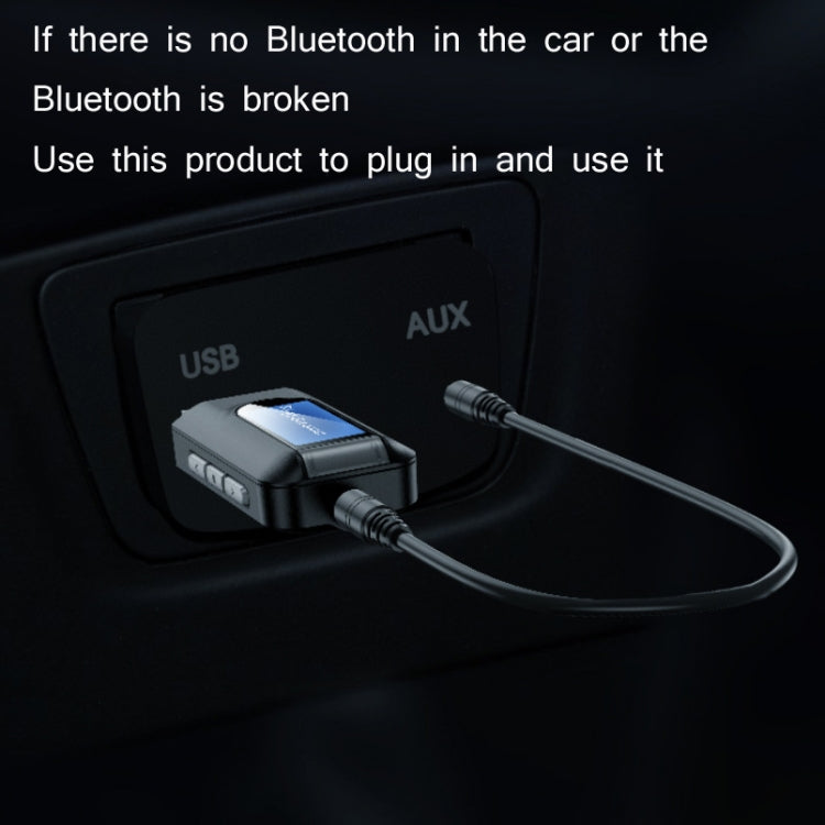 T11 2 In 1 USB Bluetooth 5.0 Transmitter And Receiver Audio Adapter With LCD Screen(Black)