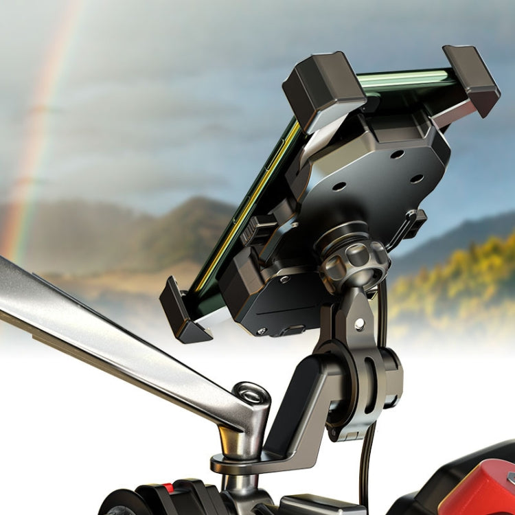 Kewig Motorcycle Outdoor Riding Four-Claw Fixed Mobile Phone Bracket QC3.0 Fast Charging Waterproof Holder