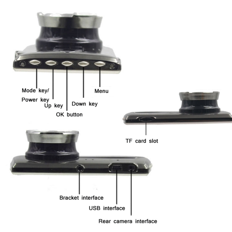 4-Inch HD 1080P Dual-Lens Night Vision Front And Rear Video Driving Recorder