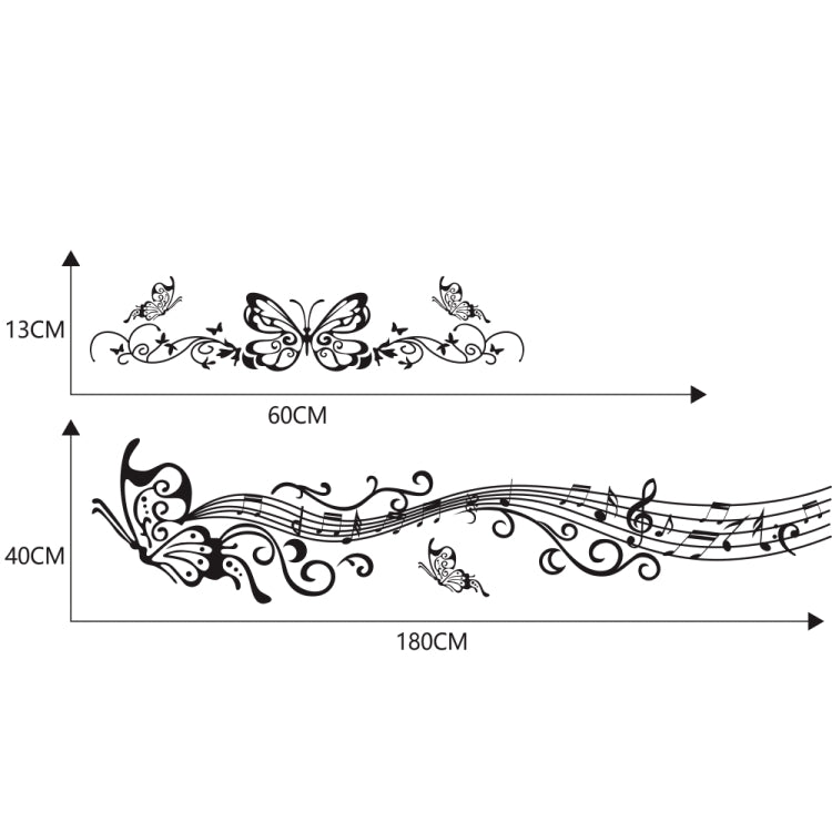 D-347 Butterfly Note Car Sticker Sheet Music Waist Line Body Sticker