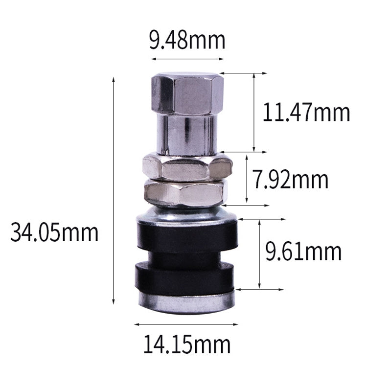 20 PCS Motorcycle Tubeless Tire Valve Stainless Steel Straight Mouth