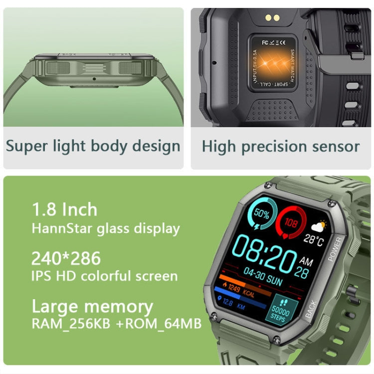 KR06 1.8 Inch Heart Rate Blood Pressure Monitoring Smart Calling Watch
