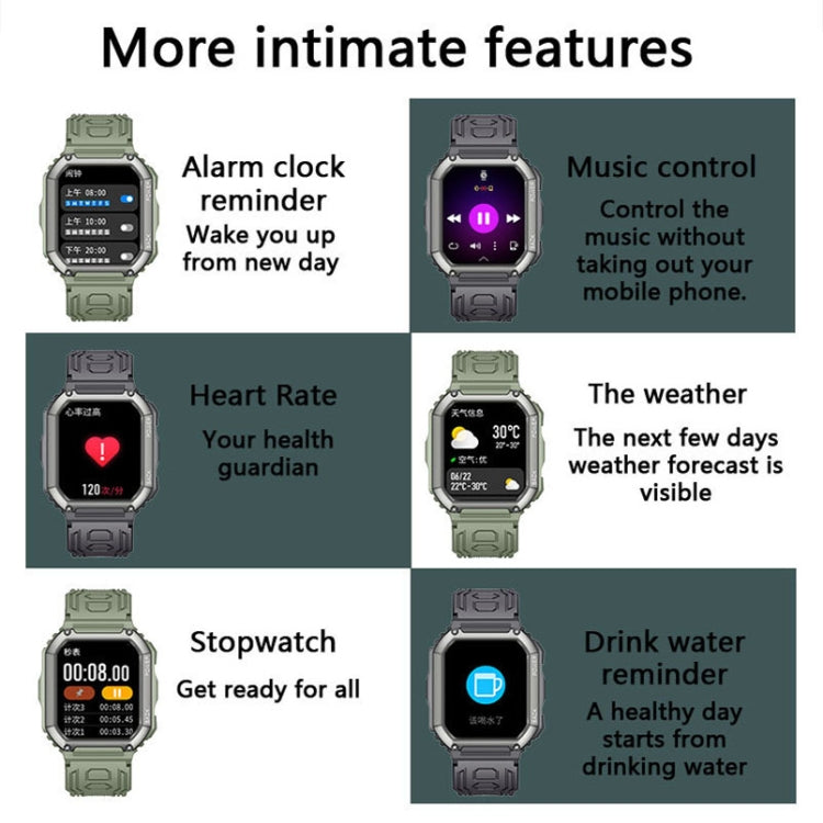 KR06 1.8 Inch Heart Rate Blood Pressure Monitoring Smart Calling Watch