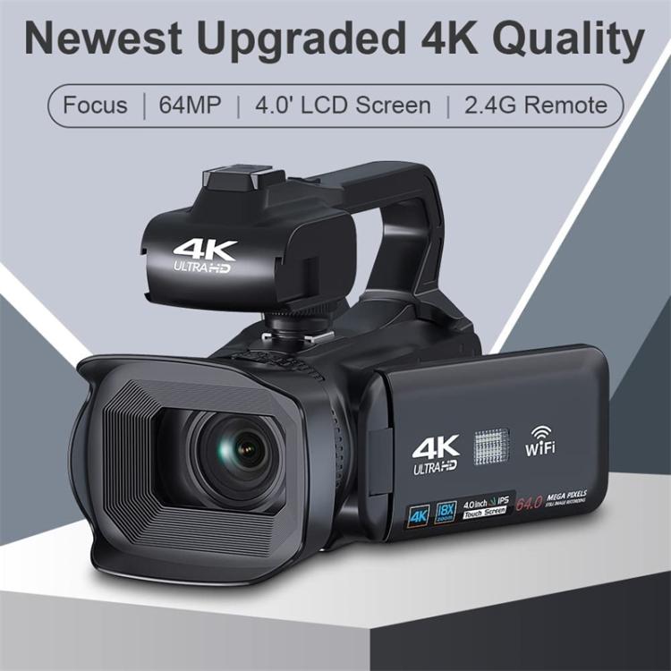 64MP 18X Zoom 4-Inch Touch Screen Handheld Digital Video Camera