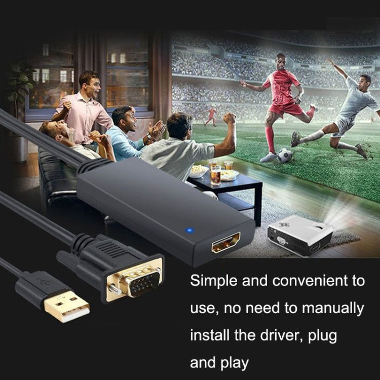 HD55Y VGA To HDMI Adapter Cable VGA+USB To HD 1080P Converter With Power Supply