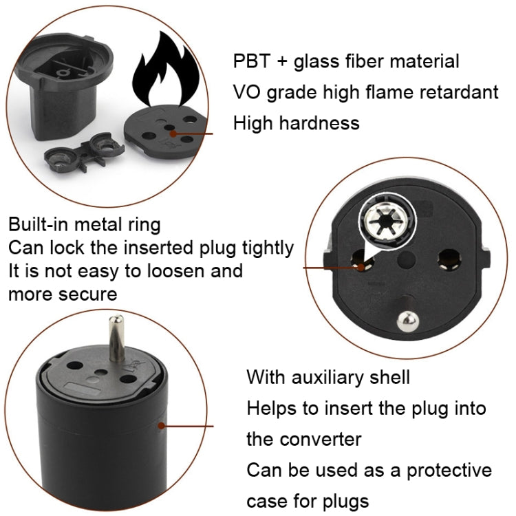 EU to Switzerland Convertible Plug With Ground Wire Travel Adaptor