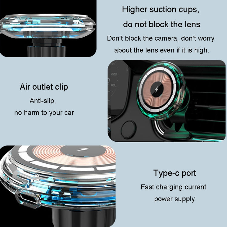 For iPhone Magsafe Magnetic Car Wireless Charger Phone Holder Light Emitting Wireless Charger