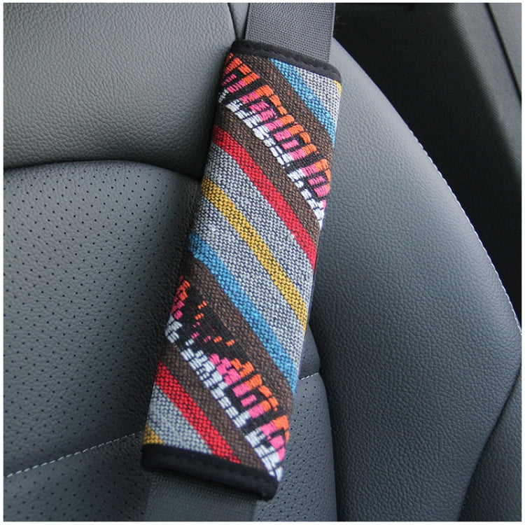 Ethnic Style Linen Car Seat Belt Cover Shoulder Pads