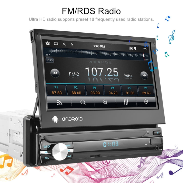 7-Inch Single Din Android 10.0 Carplay Screen With GPS Navigation/Bluetooth/Mirror Link/DVR Input