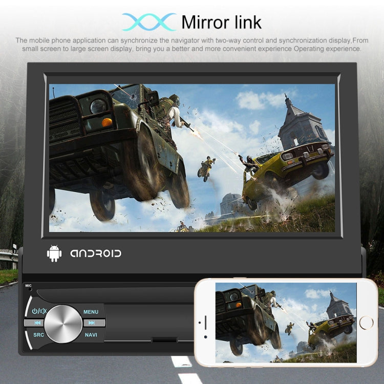 7-Inch Single Din Android 10.0 Carplay Screen With GPS Navigation/Bluetooth/Mirror Link/DVR Input