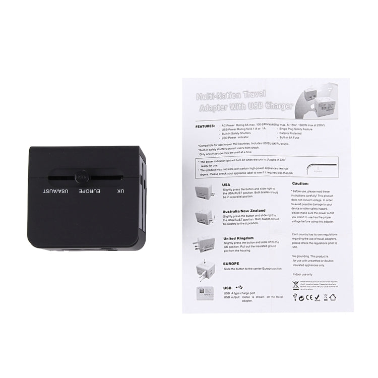 5V 2.1A Dual USB Power Socket Charger Adapter, UK / EU / US / AU Plug