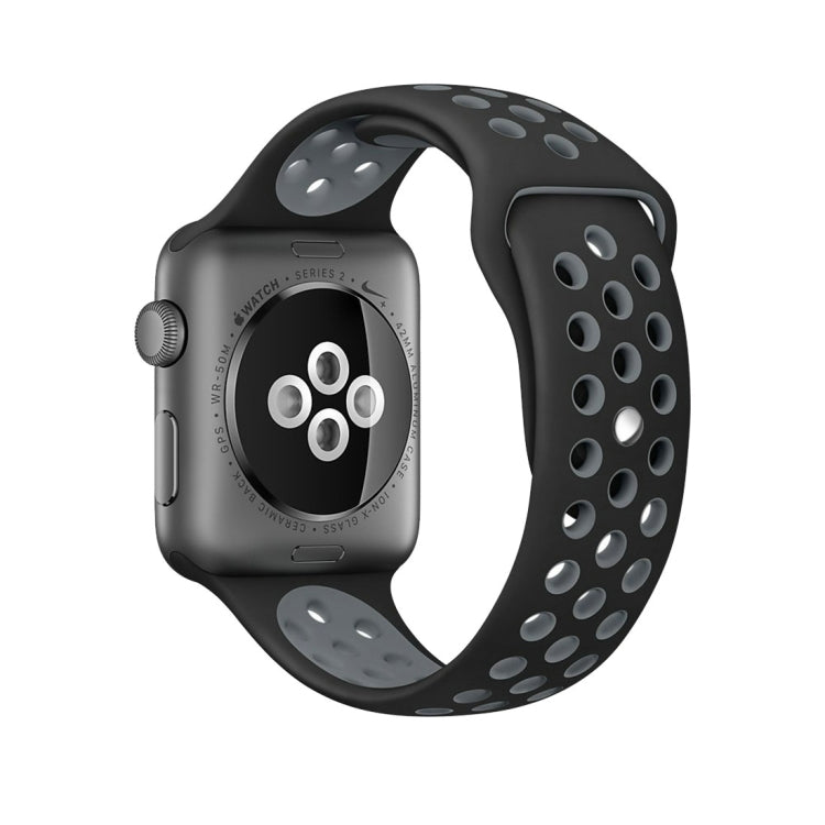 For Apple Watch Ultra 49mm&Watch Ultra 2 49mm / Series 10 46mm / 9&8&7 45mm / SE 3&SE 2&6&SE&5&4 44mm / 3&2&1 42mm Fashionable Classical Silicone Sport Watch Band(Grey Yellow)