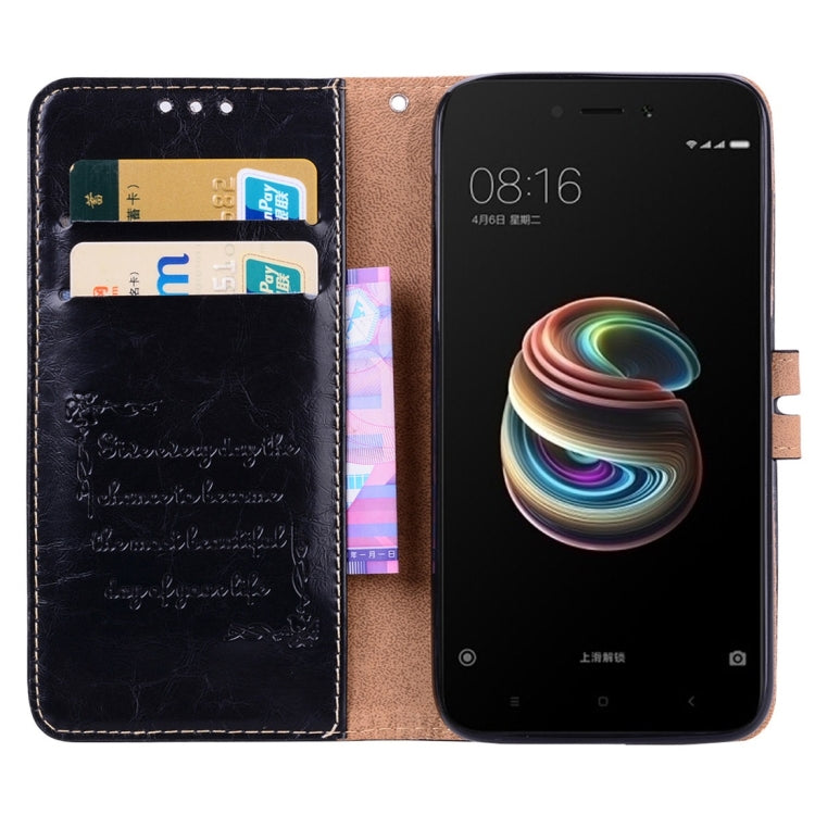 For Xiaomi Redmi 5A Business Style Oil Wax Texture Horizontal Flip Leather Case with Holder & Card Slots & Wallet & Lanyard