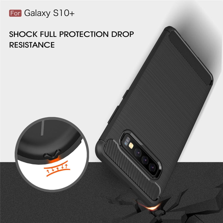 Brushed Texture Carbon Fiber TPU Case for Galaxy S10+