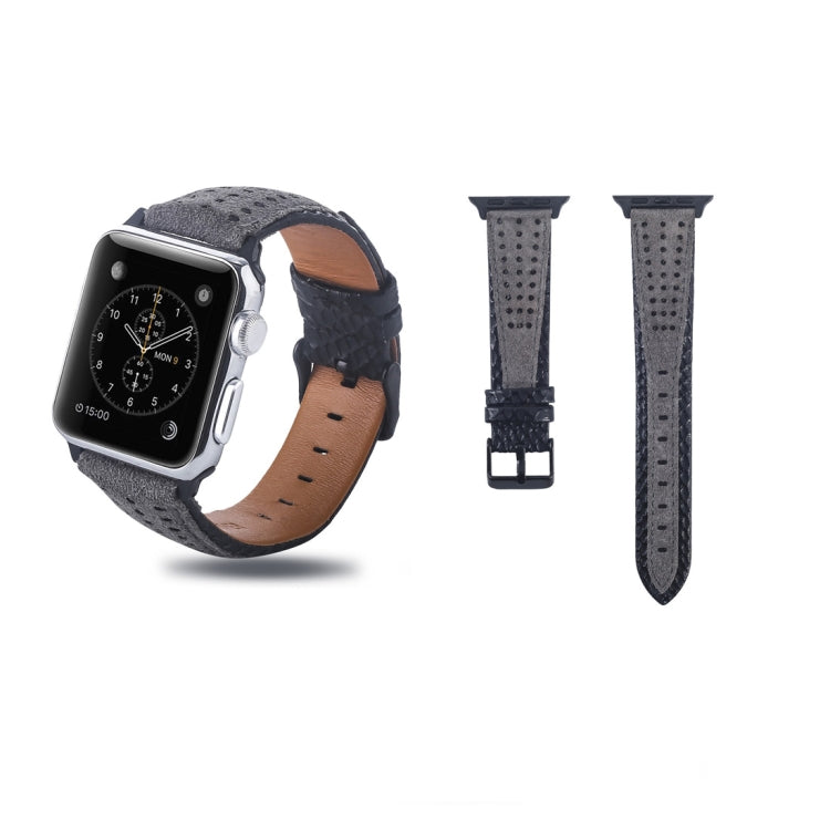 Round Hole Top-grain Leather Wrist Watch Band for Apple Watch Series 7 41mm / 6 & SE & 5 & 4 40mm / 3 & 2 & 1 38mm, For Apple Watch Series 7 41mm / 6 & SE & 5 & 4 40mm / 3 & 2 & 1 38mm