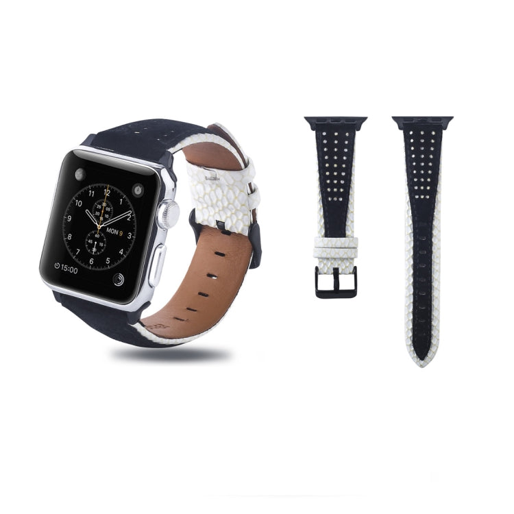 Round Hole Top-grain Leather Wrist Watch Band for Apple Watch Series 7 41mm / 6 & SE & 5 & 4 40mm / 3 & 2 & 1 38mm, For Apple Watch Series 7 41mm / 6 & SE & 5 & 4 40mm / 3 & 2 & 1 38mm