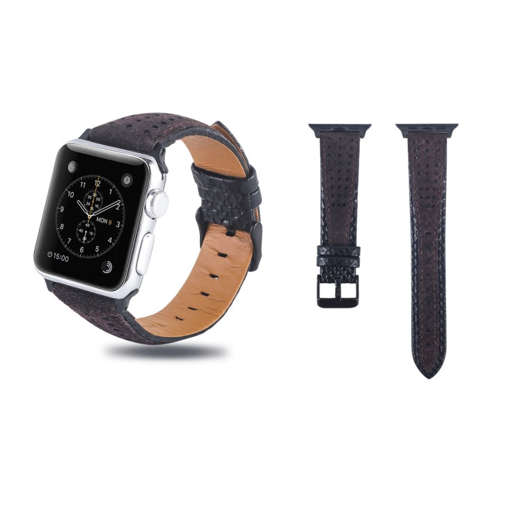 Round Hole Top-grain Leather Wrist Watch Band for Apple Watch Series 7 41mm / 6 & SE & 5 & 4 40mm / 3 & 2 & 1 38mm, For Apple Watch Series 7 41mm / 6 & SE & 5 & 4 40mm / 3 & 2 & 1 38mm
